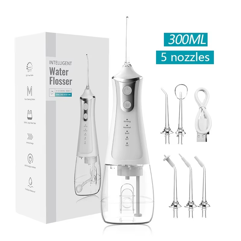 Portable Oral Irrigator USB Rechargeable Water Flosser Teeth Cleaning Machine Waterproof Dental Irrigator for Home Travel