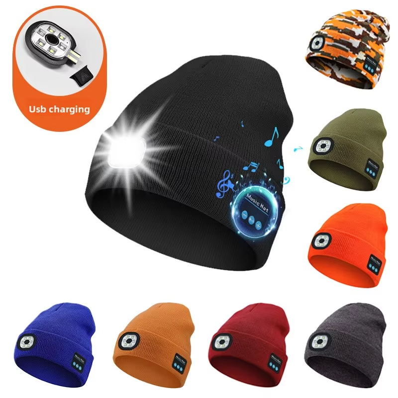 Bluetooth Music Charging LED Luminous Lighting Headlamp Knitted Hat Party Performance Hat Party Hat Sports Trends