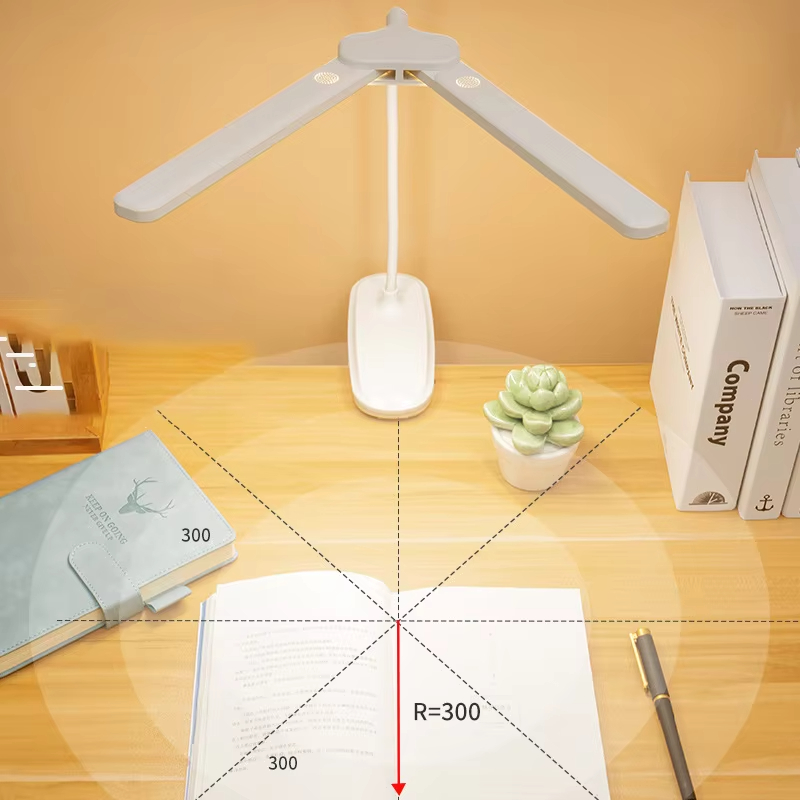Double Head LED Reading Table Lamp Eye Protection Lights 3 Color Modes USB Rechargeable 360° Rotate Touch Control Home Office