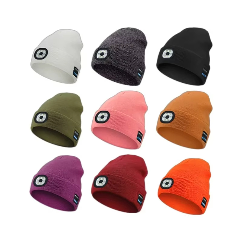 Bluetooth Music Charging LED Luminous Lighting Headlamp Knitted Hat Party Performance Hat Party Hat Sports Trends