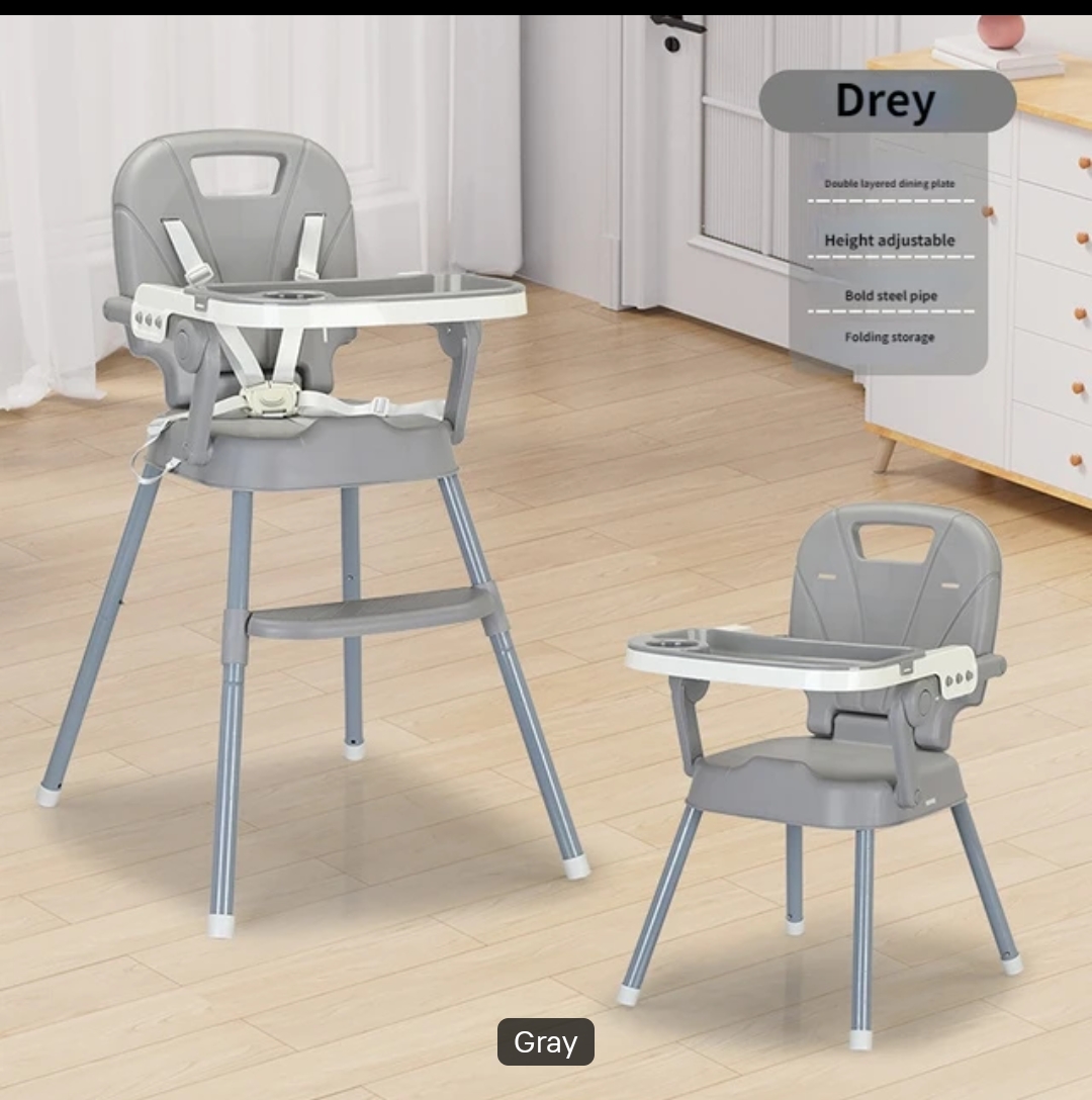 3 In 1 Feeding Chair Baby High Chair with Cushion Can Work As High Chair, Low Chair And Booster Chair On The Dinning Table Can Hold Up to 50KGS Suitable For 6 Months to 4 years