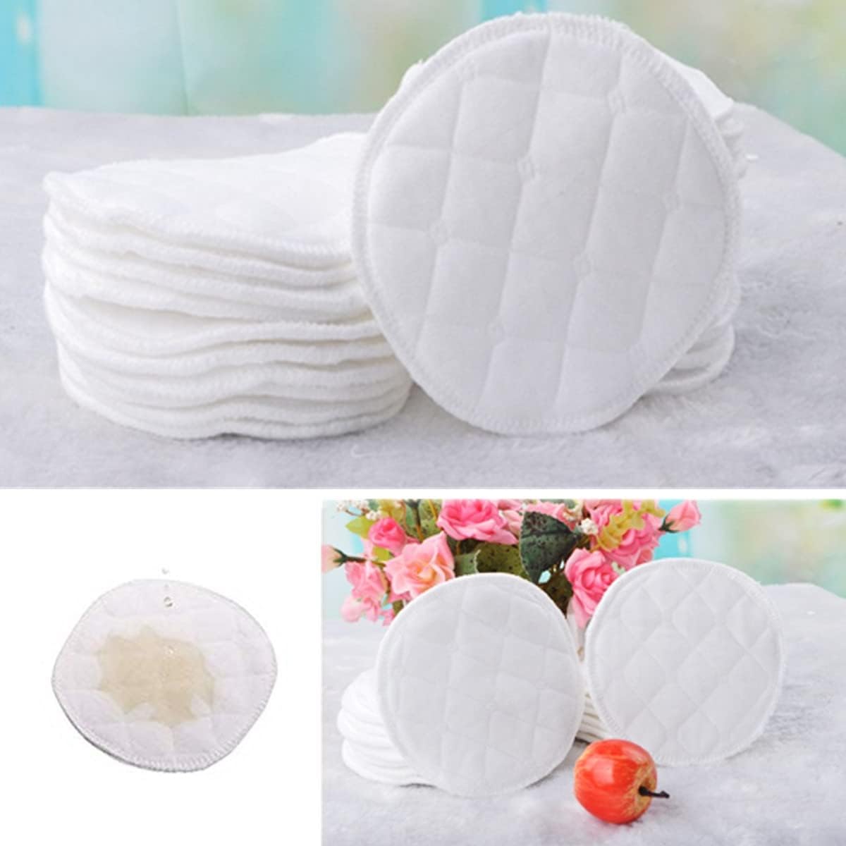 16pcs Cotton Washable Nursing Pads for Breastfeeding White | Breast Pads Reusable Nursing Pads, Comfortable after Childbirth Use, for Pregnant Women and Lactating Mothers