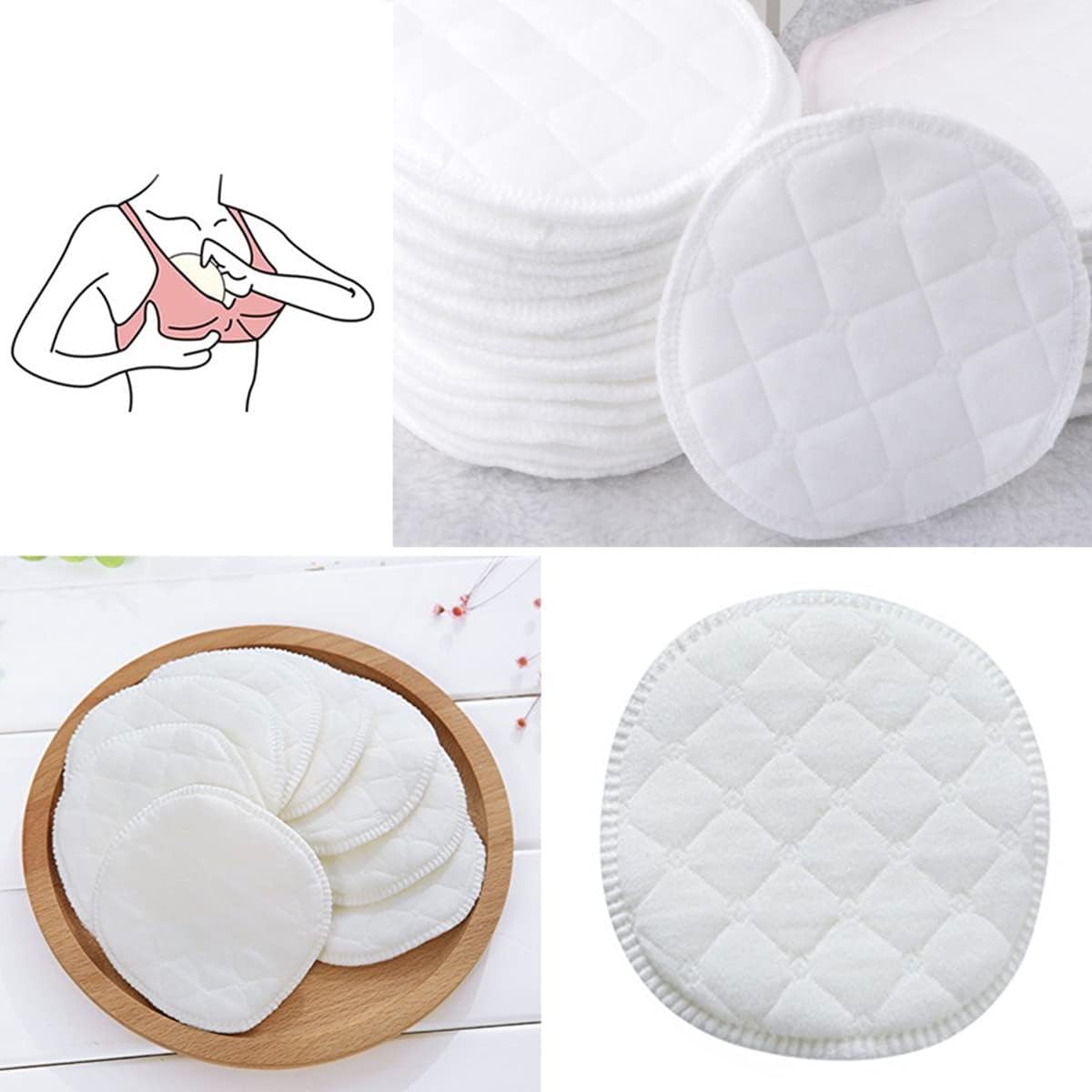 16pcs Cotton Washable Nursing Pads for Breastfeeding White | Breast Pads Reusable Nursing Pads, Comfortable after Childbirth Use, for Pregnant Women and Lactating Mothers