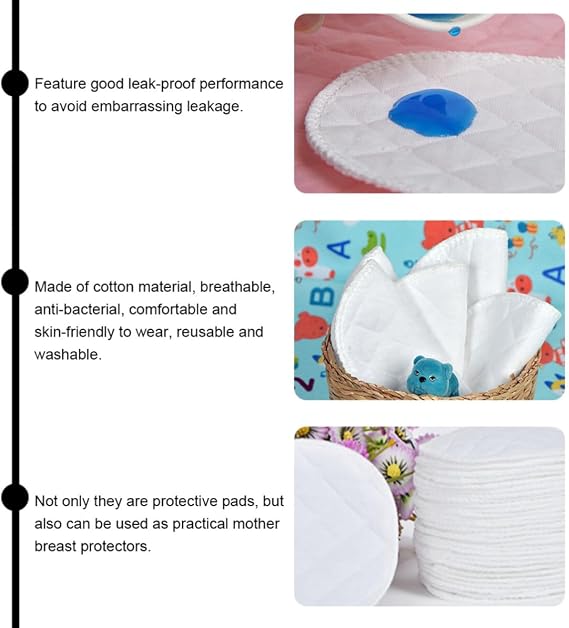 16pcs Cotton Washable Nursing Pads for Breastfeeding White | Breast Pads Reusable Nursing Pads, Comfortable after Childbirth Use, for Pregnant Women and Lactating Mothers