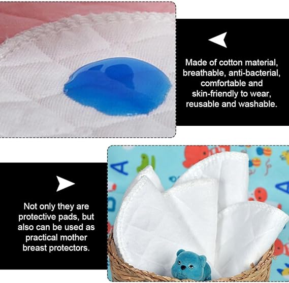 16pcs Cotton Washable Nursing Pads for Breastfeeding White | Breast Pads Reusable Nursing Pads, Comfortable after Childbirth Use, for Pregnant Women and Lactating Mothers
