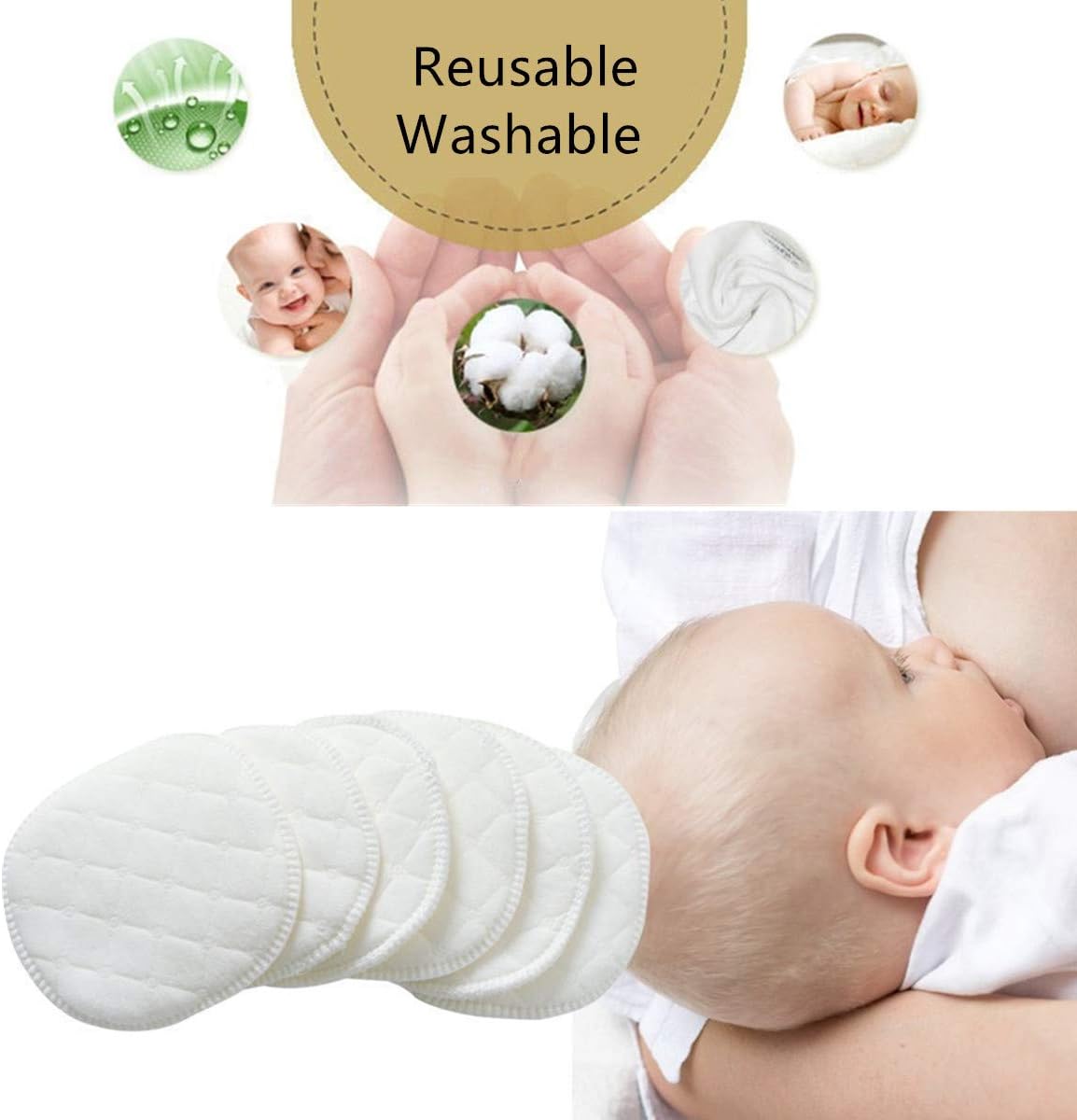 16pcs Cotton Washable Nursing Pads for Breastfeeding White | Breast Pads Reusable Nursing Pads, Comfortable after Childbirth Use, for Pregnant Women and Lactating Mothers