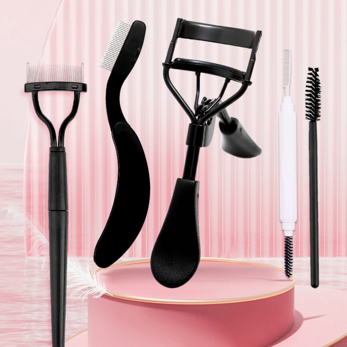 Non-Painful Portable Foldable Steel Double-Head Comb Eyelash Curler 3/4-Piece Set