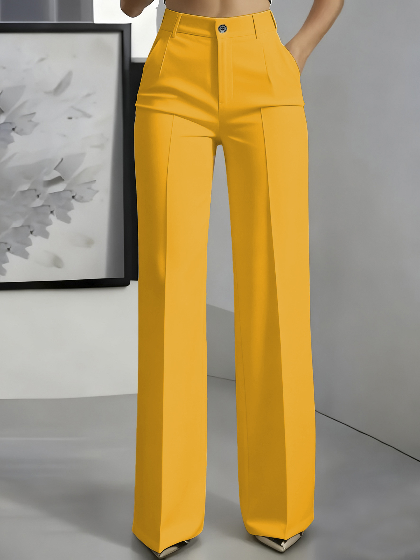 【SALE】High Quality Hot Selling in Africa New Arrival Women's Minimalist Straight Leg Dress Trousers High Waist Draping Formal Suit Pants Elegant Office Lady Business Work Trousers