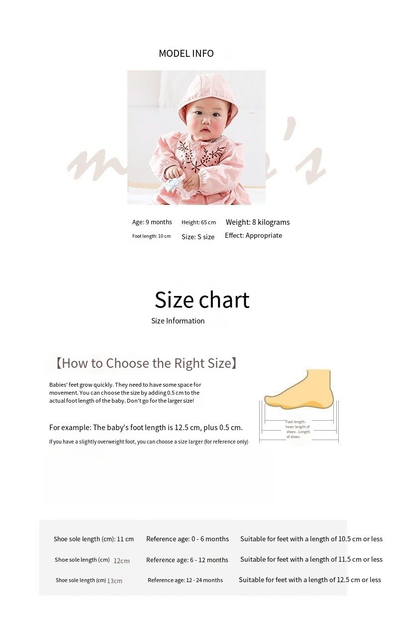 Baby Pre-Walker Shoes, Soft Cotton First Walking Shoes with Non-Slip Sole, Lightweight Indoor & Outdoor Shoes for Infants 0-24 Months