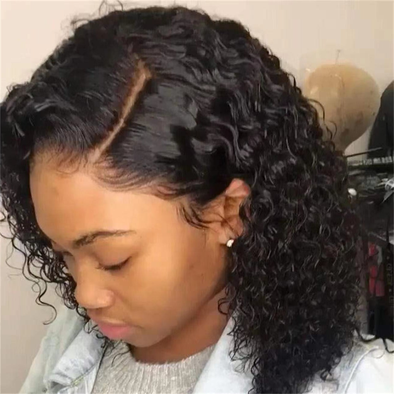 【SALE】Cheap Brazilian Curly Bob Wig Human Hair Lace Wigs Short Curly Wig 13x4 Lace Glueless For Women Unice Cheveux Humain Perruque Black