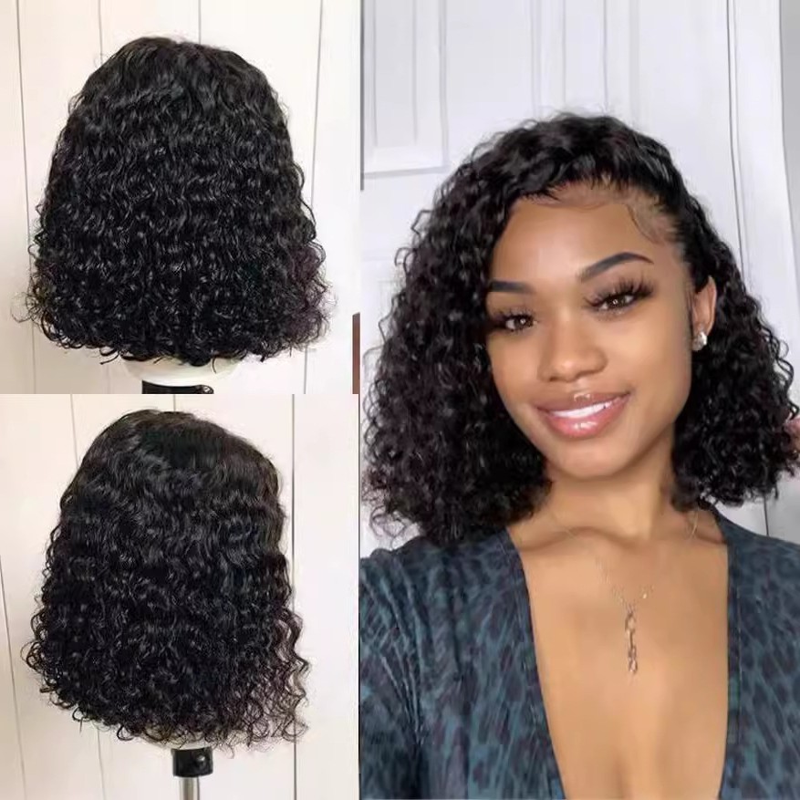 【SALE】Cheap Brazilian Curly Bob Wig Human Hair Lace Wigs Short Curly Wig 13x4 Lace Glueless For Women Unice Cheveux Humain Perruque Black