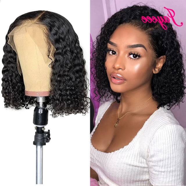【SALE】Cheap Brazilian Curly Bob Wig Human Hair Lace Wigs Short Curly Wig 13x4 Lace Glueless For Women Unice Cheveux Humain Perruque Black