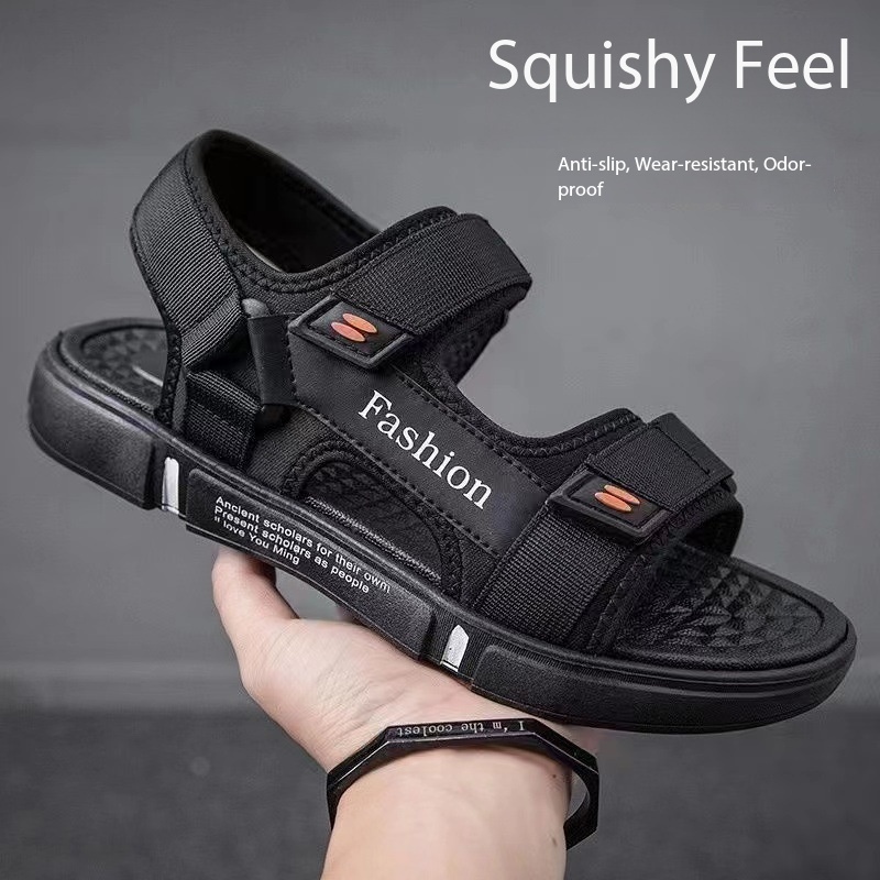 Men's Shoes Large Size Men's sandals New fashion summer men's wear-resistant non-slip anti-odor driving shoes can soak couple beach shoes open shoes Black  Durable Shoes Household