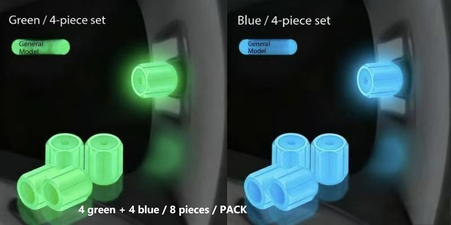 8pcs Luminous Valve Caps Fluorescent Night Glowing Car Motorcycle Bicycle Bike Wheel Tyre Hub Luminous Valve Stem Caps Decors