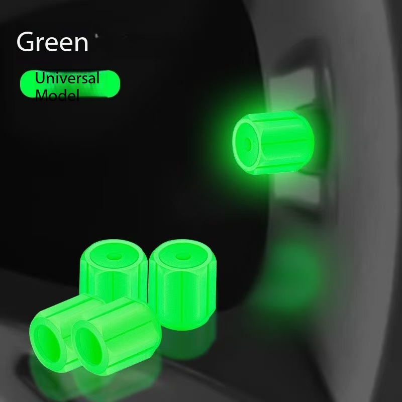 8pcs Luminous Valve Caps Fluorescent Night Glowing Car Motorcycle Bicycle Bike Wheel Tyre Hub Luminous Valve Stem Caps Decors