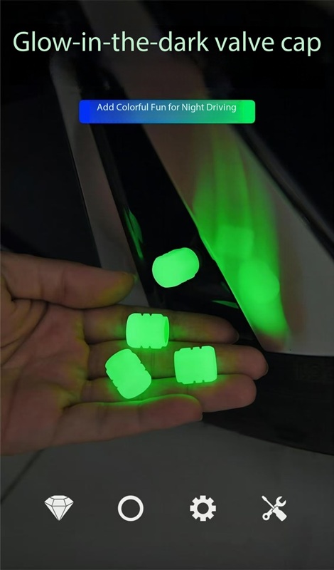8pcs Luminous Valve Caps Fluorescent Night Glowing Car Motorcycle Bicycle Bike Wheel Tyre Hub Luminous Valve Stem Caps Decors