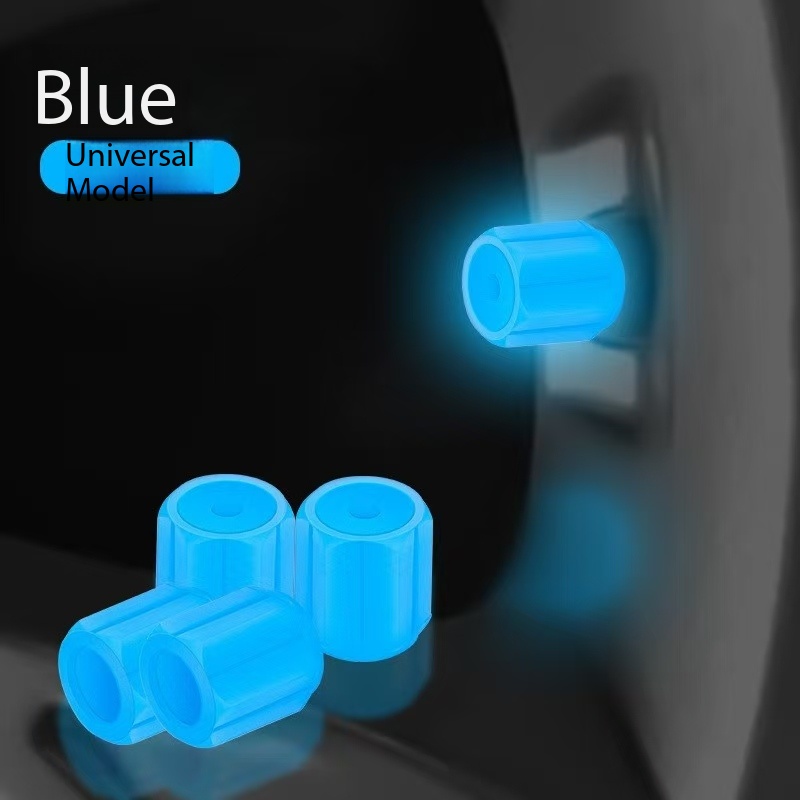 8pcs Luminous Valve Caps Fluorescent Night Glowing Car Motorcycle Bicycle Bike Wheel Tyre Hub Luminous Valve Stem Caps Decors