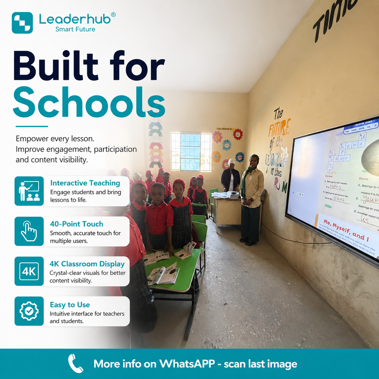 Leaderhub L65ZM 65" 4K Interactive Flat Panel Display | Android 14 | 8GB+128GB | 40-Point Touch | 1-Year Local Warranty | Nairobi Showroom — Test Before You Buy for Classroom Conference ​Meeting Room