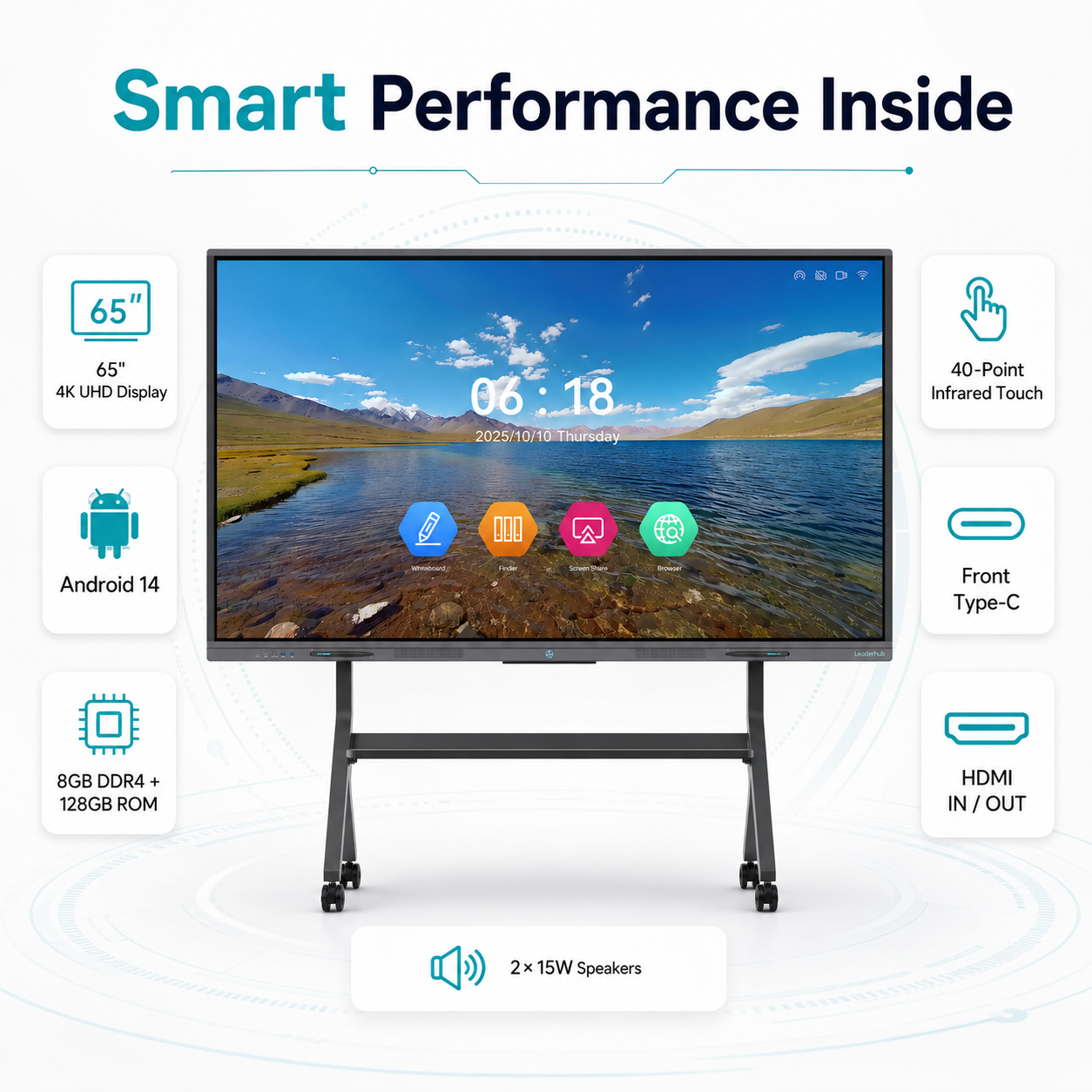 Leaderhub L65ZM 65" 4K Interactive Flat Panel Display | Android 14 | 8GB+128GB | 40-Point Touch | 1-Year Local Warranty | Nairobi Showroom — Test Before You Buy for Classroom Conference ​Meeting Room