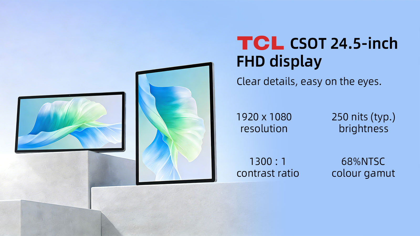 Leaderhub 24.5 Inch Portable Frameless Smart TV Son Dolby HD Bluetooth WiFi TV Youtube Television Android 14 AC Energy Saving 8GB+128GB