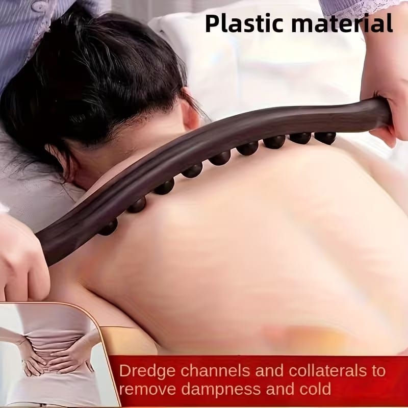 Bead Rolling Stick Single-Row 18 Node Plastic Massage and Scraping Tool – Whole Body Meridian Clearing Abdomen Massage and Back-Pushing Wellness Tool