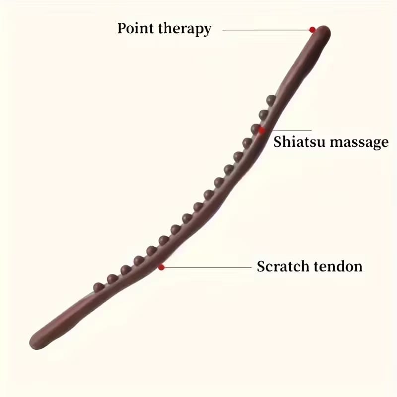 Bead Rolling Stick Single-Row 18 Node Plastic Massage and Scraping Tool – Whole Body Meridian Clearing Abdomen Massage and Back-Pushing Wellness Tool