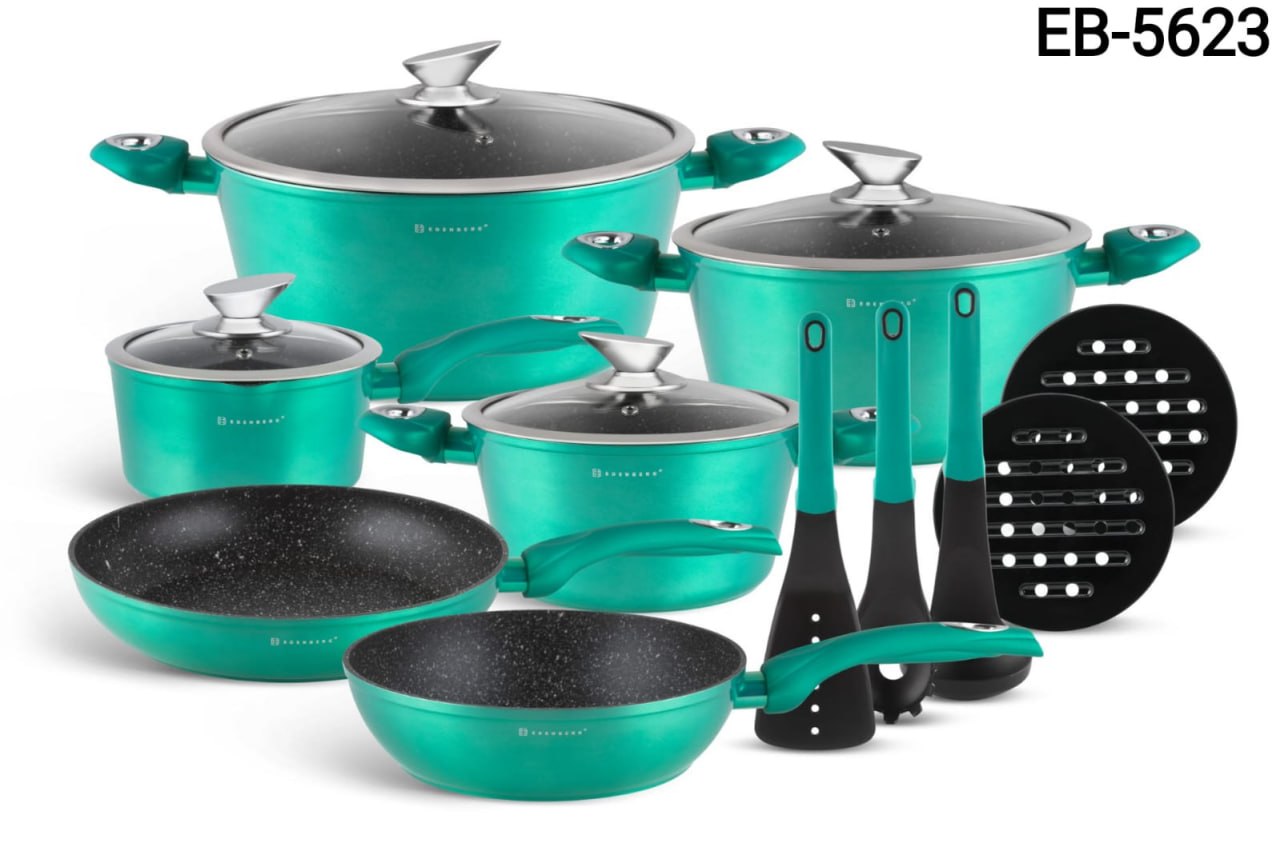 Edenberg 15pcs Cookware Set – Complete Kitchen Cooking Set for Boiling, Frying, Sautéing and Everyday Meal Preparation, Versatile Cookware Collection for Home Kitchens, Restaurants and Catering