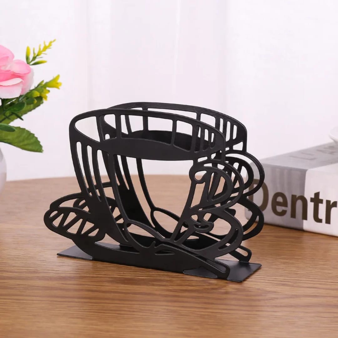 Metallic Serviette Holder – Tabletop Napkin Organizer for Dining Table, Kitchen Countertop, Restaurant, Café and Home Use, Compact Metal Tissue Storage Holder for Neat Serviette Access & Organization