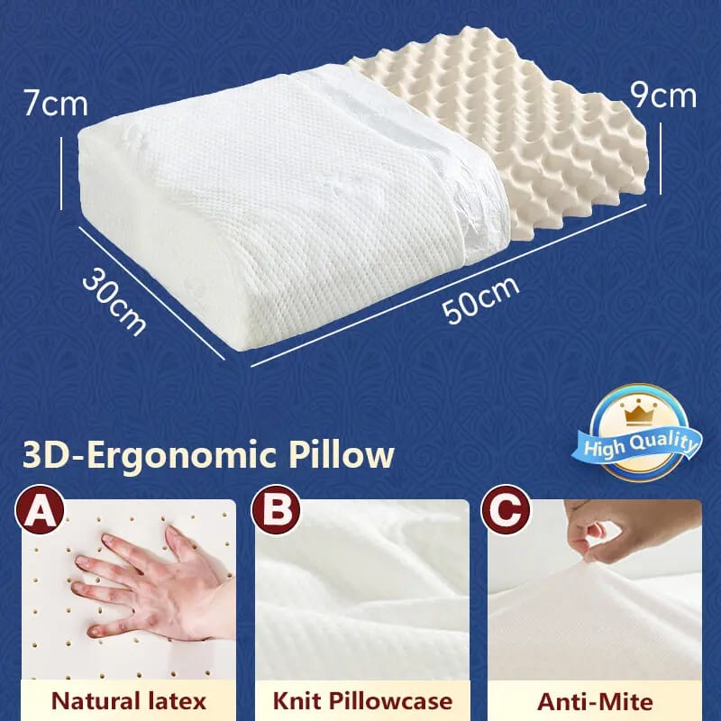 MEMORY NATURAL LATEX PILLOW HELPS RELIEVE PRESSURE, NO MEMORY FOAM CHEMICALS FOR SIDE AND BACK SLEEPERS, PERFECT PACKAGE BEST GIFT WITH REMOVABLE COVER