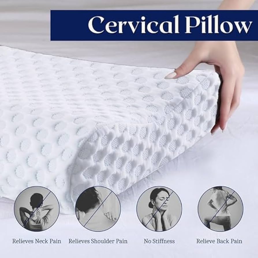 MEMORY NATURAL LATEX PILLOW HELPS RELIEVE PRESSURE, NO MEMORY FOAM CHEMICALS FOR SIDE AND BACK SLEEPERS, PERFECT PACKAGE BEST GIFT WITH REMOVABLE COVER