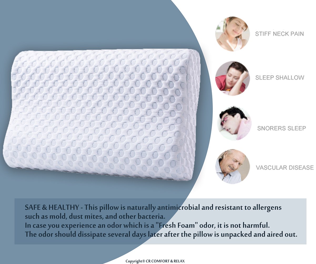 MEMORY NATURAL LATEX PILLOW HELPS RELIEVE PRESSURE, NO MEMORY FOAM CHEMICALS FOR SIDE AND BACK SLEEPERS, PERFECT PACKAGE BEST GIFT WITH REMOVABLE COVER