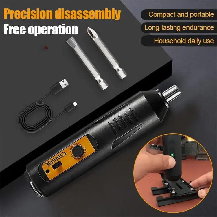 ELECTRIC SCREWDRIVER RECHARGEABLE  SCREWDRIVER WITH PIVOTING HEAD, TORQUE SETTING, USB-C CHARGING CABLE, SET & CARRYING CASE-USB CHARGING CABLE, MINI PRECISION ELECTRIC SCREWDRIVER CORDLESS RECHARGEAB