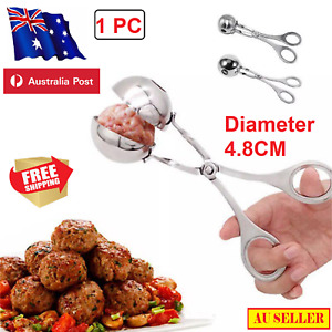 STAINLESS STEEL MEAT BALL SHAPER SCISSORS MEATBALL BALLER TOOLS NON-STICK EASY CLEAN KITCHEN GADGETS FOR COOKING AND OUTDOOR GRILLINGMEATBALL SCOOP BALL MAKER WITH DETACHABLE ANTI-SLIP HANDLES, STAINL