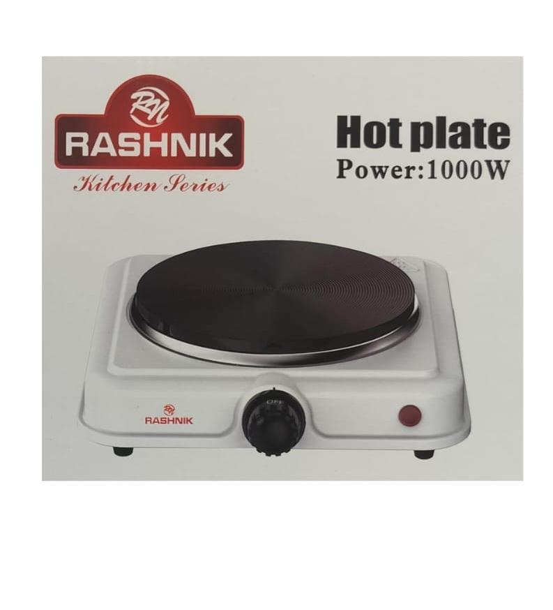 Rashnik 1000W Electric Hot Plate is a compact and portable tabletop cooker designed for quick and convenient cooking in bedsitters, hostels, offices, small apartments, and as a backup cooking