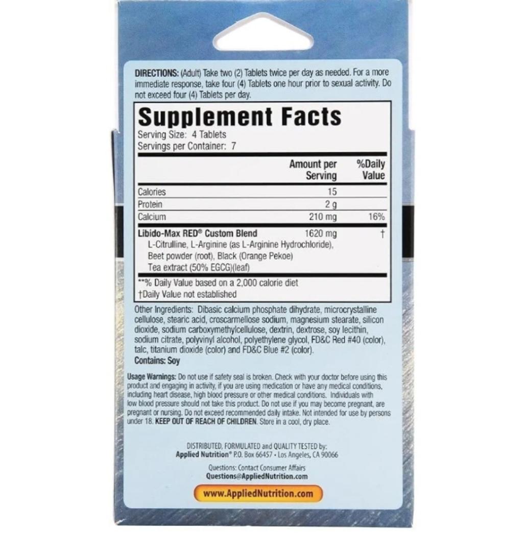LIBIDO-MAX RED MALE PHYSICAL RESPONSE NITRIC OXIDE PERFORMANCE BOOSTER  FOR A MORE IMMEDIATE RESPONSE TAKE 1 HOUR PRIOR TO PHYSICAL ACTIVITY DIETARY SUPPLEMENT 30 PRO-MALE TABLETS view 6
