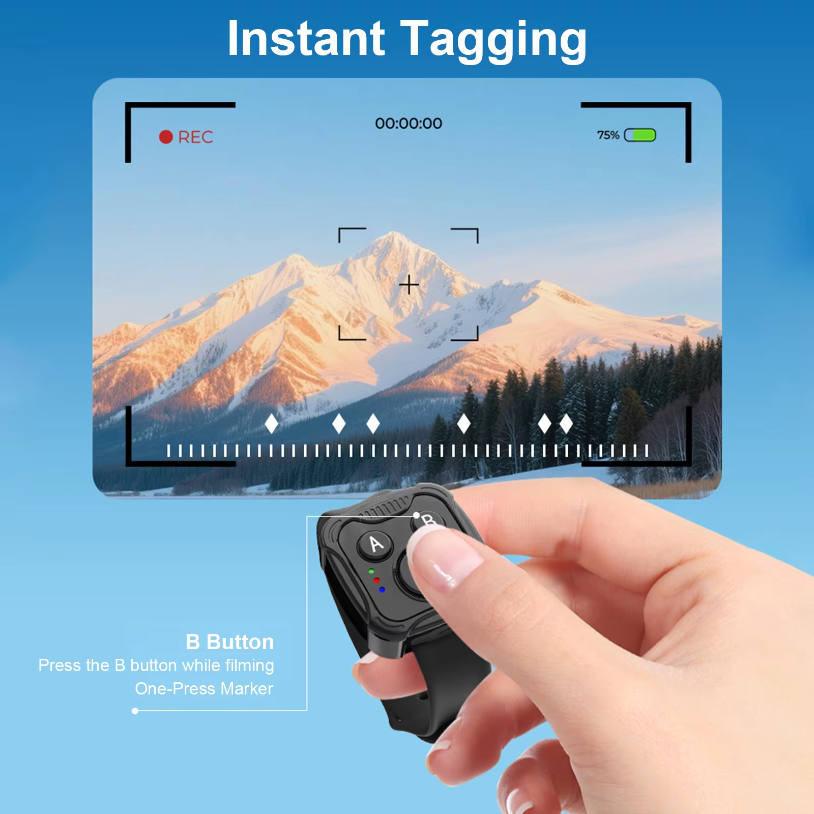 For DJI Action Go Pro Rechargeable Camera Selfie Shutter Controls Wireless BT Remote Control Sport Camera Shooting Controller