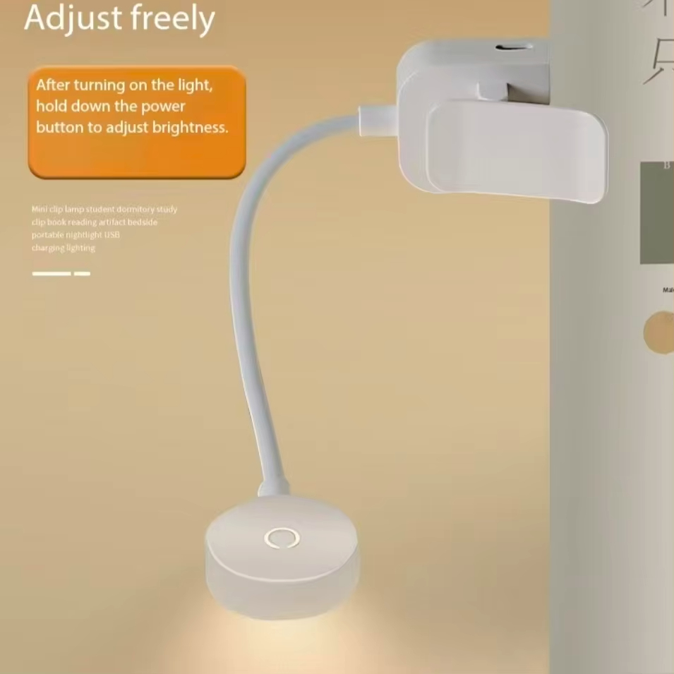 Folding Mini Clip Book Lamp USB Rechargeable LED Night Light 3 Modes Eye Protection Stepless Dimmable Flexible Bedroom Reading