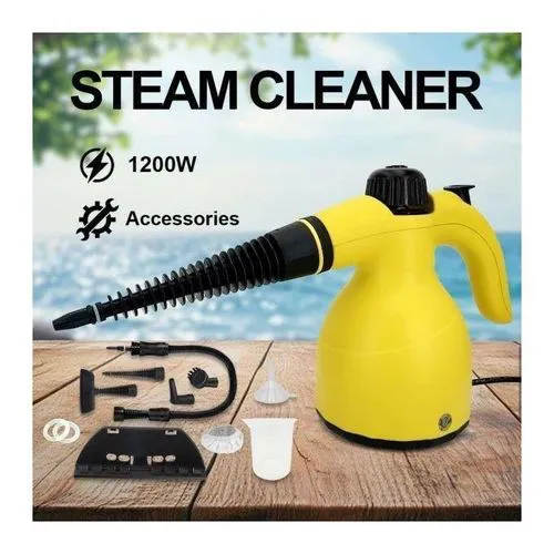 Handheld Steam Cleaner - 220V High-Temperature Pressure Washer, 350ml Tank, Yellow, 9 Accessories for Home & Car Cleaning