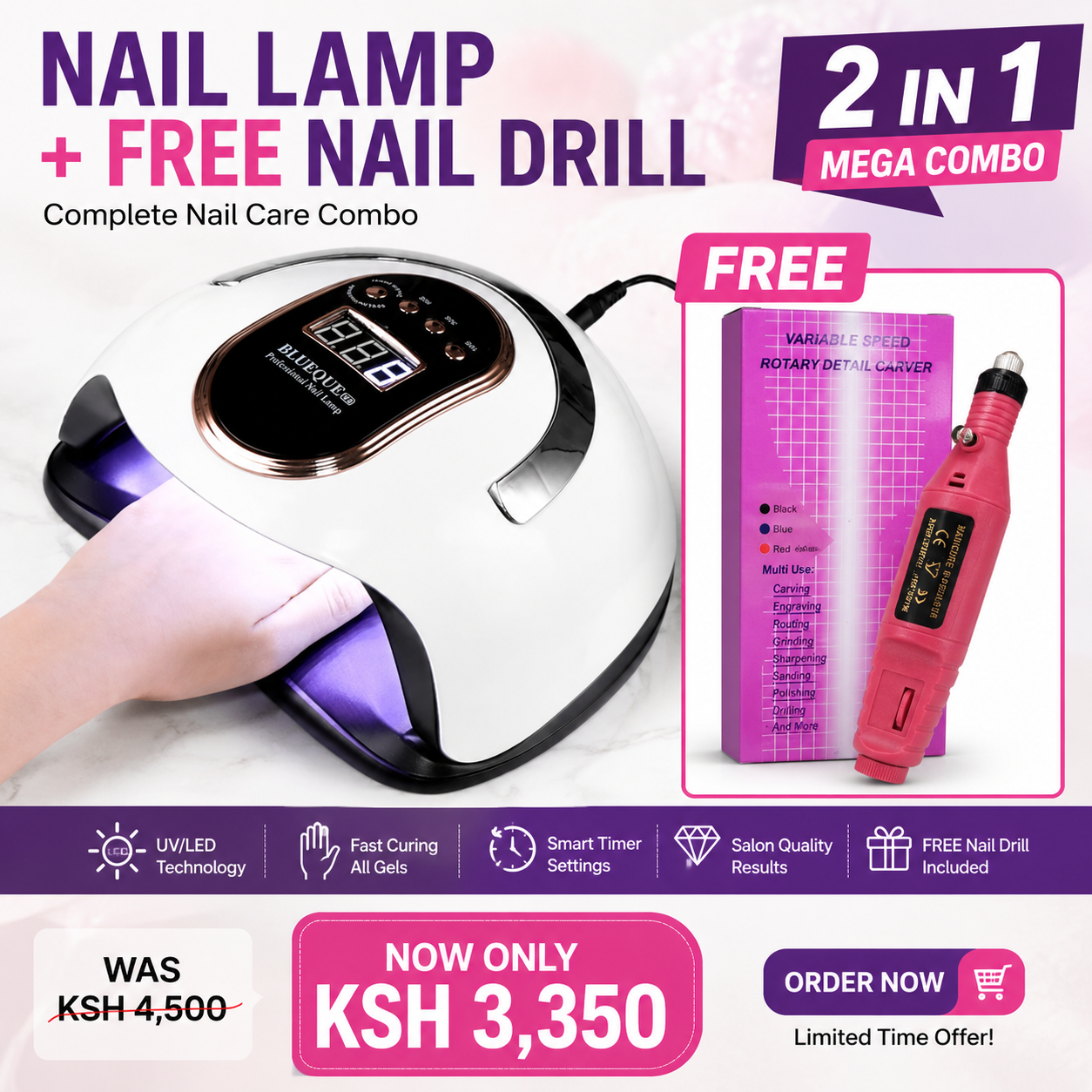 Nail UV LED Lamp Machine For Manicure 36LEDS Professional Gel Polish Drying Lamps With Timer Auto Sensor Nails Salon Tool plus free nail drill