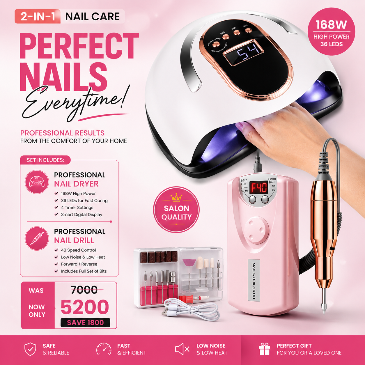 Nail UV LED Lamp Machine For Manicure 36LEDS Professional Gel Polish Drying Lamps With Timer Auto Sensor Nails Salon Tool plus a professional nail drill