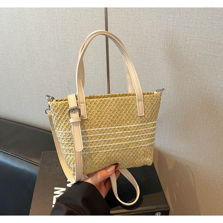 Vintage Straw Rattan Woven Bags Handmade Summer Beach Bags Ladies Large Capacity Shoulder Bag Bohemia Travel Handbags Totes B0264