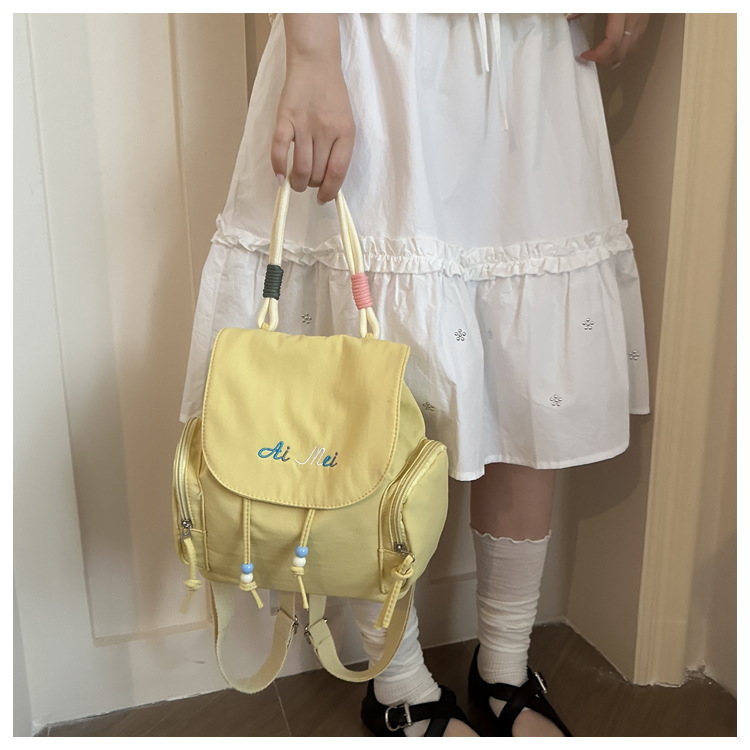 Fresh Fashionable Women's Commuter Backpack 2025 New Style Trendy Bucket Bag Nylon Material Urban Minimalist Style Small Size B0309
