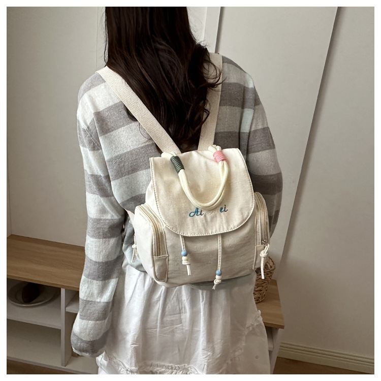 Fresh Fashionable Women's Commuter Backpack 2025 New Style Trendy Bucket Bag Nylon Material Urban Minimalist Style Small Size B0309