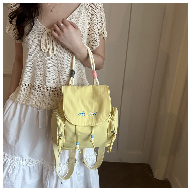 Fresh Fashionable Women's Commuter Backpack 2025 New Style Trendy Bucket Bag Nylon Material Urban Minimalist Style Small Size B0309