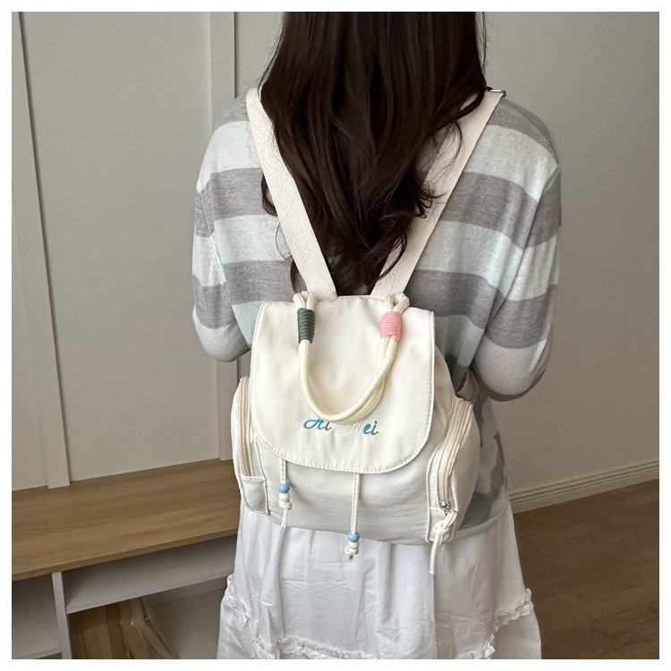 Fresh Fashionable Women's Commuter Backpack 2025 New Style Trendy Bucket Bag Nylon Material Urban Minimalist Style Small Size B0309