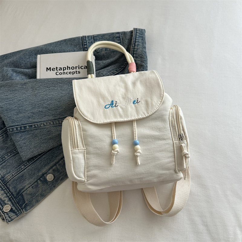 Fresh Fashionable Women's Commuter Backpack 2025 New Style Trendy Bucket Bag Nylon Material Urban Minimalist Style Small Size B0309
