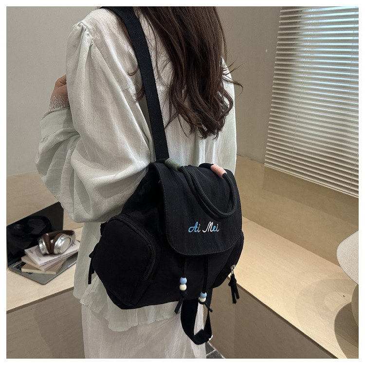 Fresh Fashionable Women's Commuter Backpack 2025 New Style Trendy Bucket Bag Nylon Material Urban Minimalist Style Small Size B0309