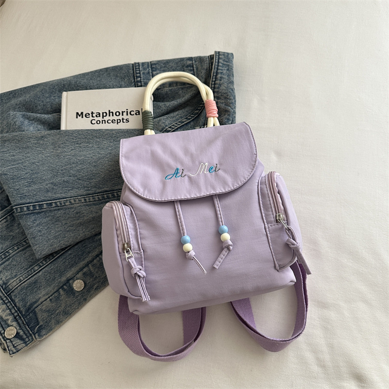 Fresh Fashionable Women's Commuter Backpack 2025 New Style Trendy Bucket Bag Nylon Material Urban Minimalist Style Small Size B0309