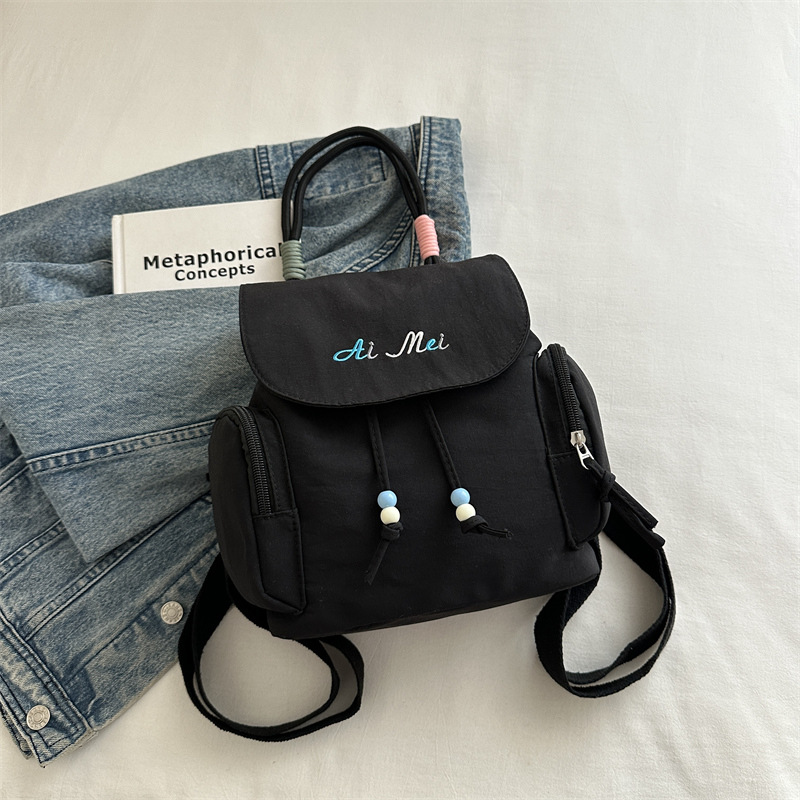 Fresh Fashionable Women's Commuter Backpack 2025 New Style Trendy Bucket Bag Nylon Material Urban Minimalist Style Small Size B0309