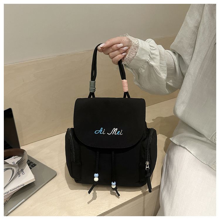 Fresh Fashionable Women's Commuter Backpack 2025 New Style Trendy Bucket Bag Nylon Material Urban Minimalist Style Small Size B0309
